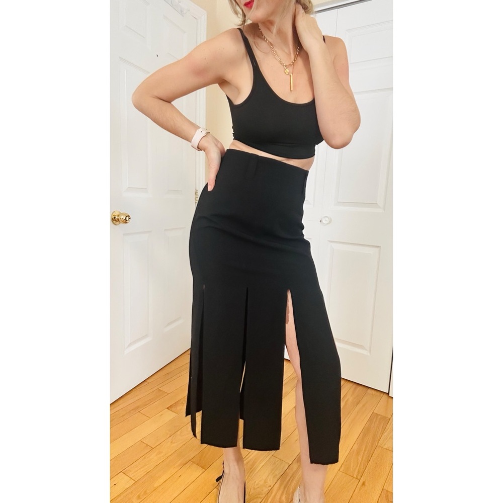 Le Chateau vintage car wash style, multi slits midi skirt